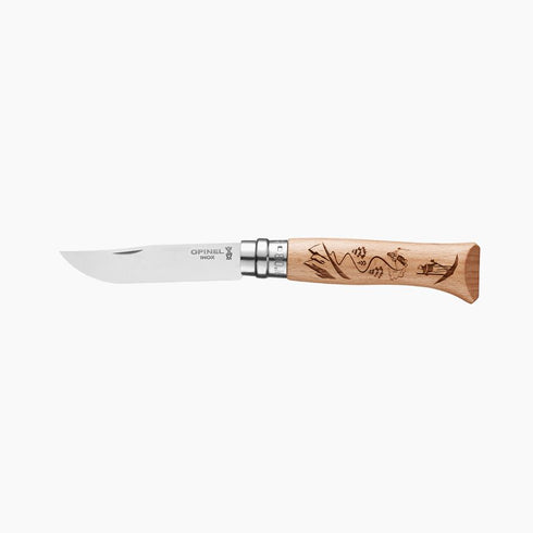 Opinel No.08 Engraved Handle Folding Knife - outdoor sports 8號雕刻櫸木柄摺刀